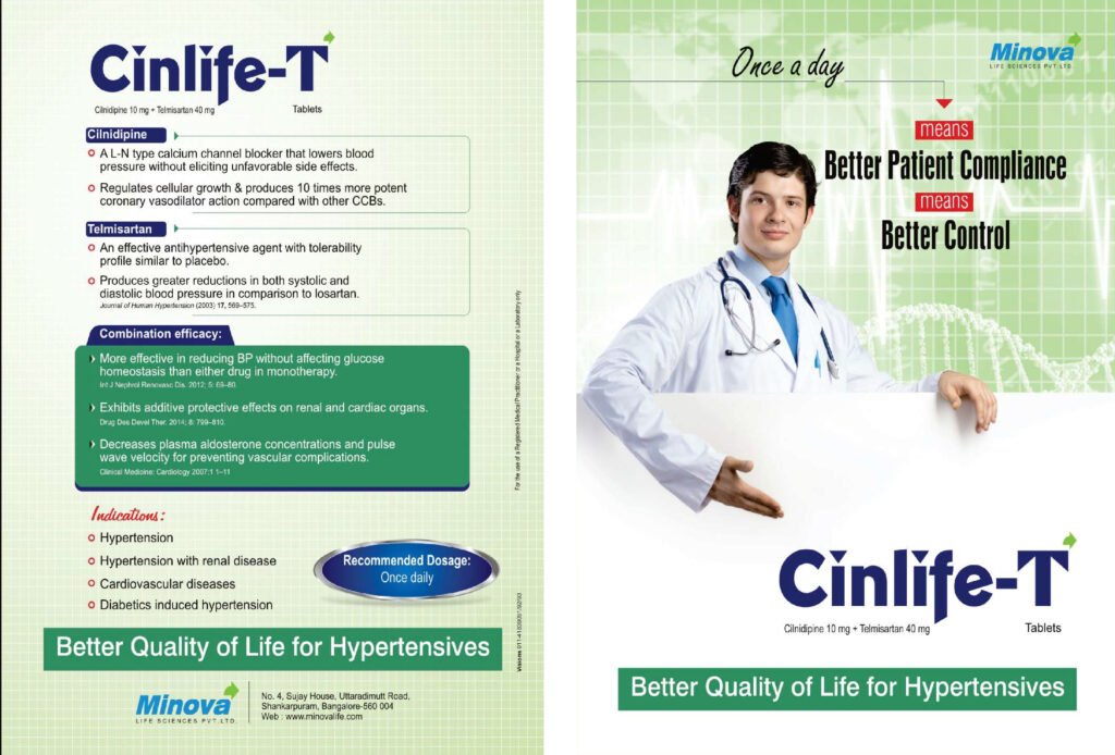 Cinlife - T Tablets for Hypertension – Cilnidipine 10mg & Telmisartan 40mg