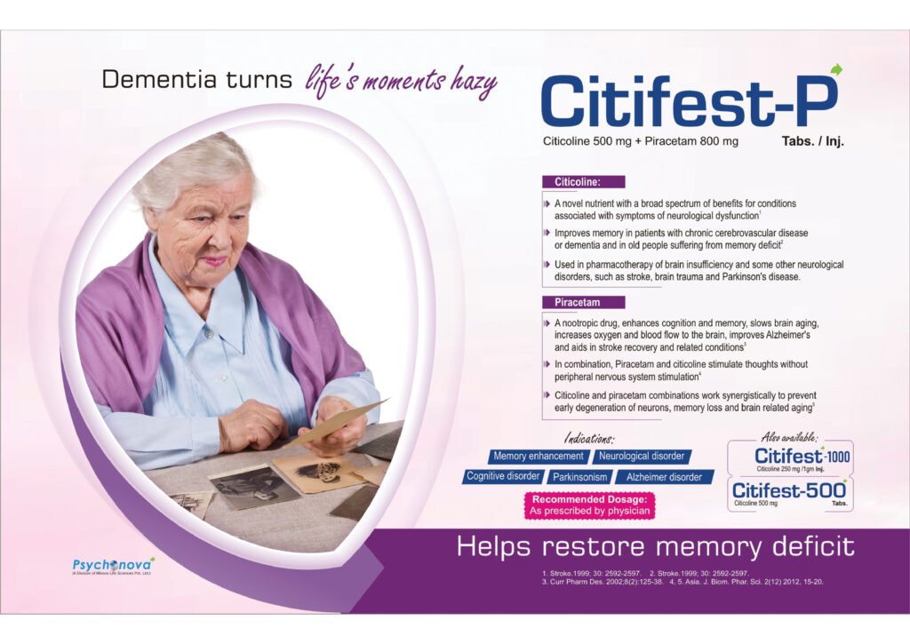 Citifest-P Tablets and Injection - Citicoline 500mg + Piracetam 800mg