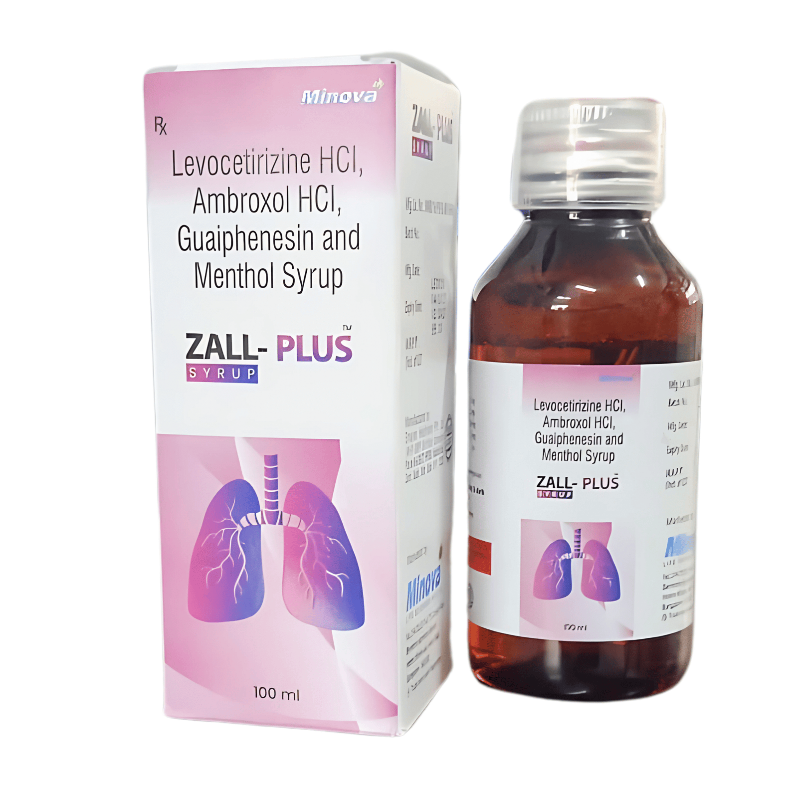 ZALL-PLUS Syrup - Levocetirizine, Ambroxol, Guaiphenesin & Menthol Cough Relief Formula