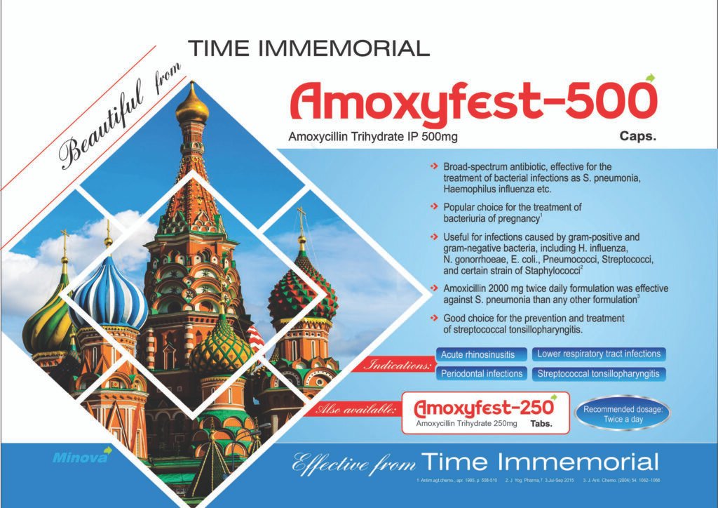 Amoxyfest 500mg capsules and Amoxyfest 250mg tablets from Minova Life Sciences – effective oral antibiotics